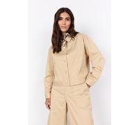 Kurzjacke SOYACONCEPT "SC-ROVENA 10", Damen, Gr. M, beige (sand), Web, Obermaterial: 98% Baumwolle, 2% Elasthan, unifarben, hüftlang, Jacken Kurzjacke, aus Baumwollmischung mit Elasthan, hüftlange Pas