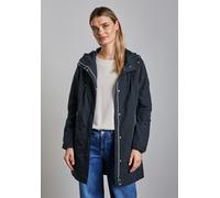 Kurzjacke STREET ONE, Damen, Gr. 34, blau (gravity blau), Stoff, Obermaterial: 60% Polyester, 40% Nylon; Futter: 100% Polyester, unifarben, gerade normal, ohne Ausschnitt, Bündchen, Jacken, mit Kapuze
