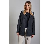 Kurzjacke STREET ONE, Damen, Gr. 34, blau (gravity blau), Web, 68% Baumwolle, 32% Nylon, unifarben, normal normal, ohne Ausschnitt, Bündchen, Jacken, mit Kapuze mit Tunnelzugband (20032527-34) gravity