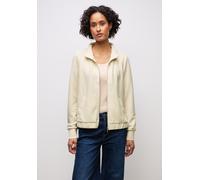 Kurzjacke STREET ONE, Damen, Gr. 34, soft beige, Stoff, 98% Polyester, 2% Elasthan, unifarben, normal normal, hoch geschlossener Ausschnitt, Rippbündchen, Jacken (18396909-34) soft beige