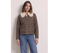 Kurzjacke STREET ONE, Damen, Gr. 38, braun (auburn braun), Stoff, Oberstoff: 62% Polyester, 38% Wolle. Futter: 100% Polyester, meliert, normal normal, V-Ausschnitt, abgesteppt, Jacken Kurzjacke, mit K