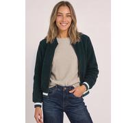 Kurzjacke STREET ONE, Damen, Gr. 38, grün (stormy grün), Stoff;Plüsch, Vorderseite: 100% Polyester. Rückseite: 100% Polyester, unifarben, regular fit normal, Rundhals, Bündchen, Jacken Kurzjacke, in U