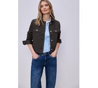 Kurzjacke STREET ONE, Damen, Gr. 40, espresso braun, Web, Obermaterial: 70% Baumwolle, 27% Viskose, 3% Elasthan. Futter: 100% Polyester, unifarben, regular fit normal, Jacken Kurzjacke, mit Brust Tasc