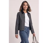 Kurzjacke STREET ONE, Damen, Gr. 40, grau (schwarz), Stoff, Oberstoff: 90% Polyester, 10% Wolle. Futter: 100% Polyester, meliert, normal normal, V-Ausschnitt, abgesteppt, Jacken Kurzjacke, mit Kragen