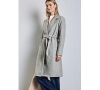 Kurzjacke STREET ONE, Damen, Gr. 42, grau (metallic grau), Web, Obermaterial: 100% Polyester, unifarben, casual, regular fit knielang, Langarm, Jacken, mit Gürtel zum Taillieren (62293752-42) metallic