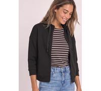 Kurzjacke STREET ONE, Damen, Gr. 42, schwarz (schwarz coffee), Stoff, 46% Modal, 46% Polyester, 8% Elasthan, unifarben, regular fit normal, hoch geschlossener Ausschnitt, Bündchen, Jacken Kurzjacke, m