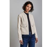 Kurzjacke STREET ONE, Damen, Gr. 44, beige (smooth sand beige), Stoff, 100% Polyester, unifarben, casual, gerade normal, hoch geschlossener Ausschnitt, Langarm Bündchen, Jacken, mit Stehkragen (482301