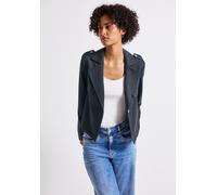 Kurzjacke STREET ONE, Damen, Gr. 44, blau (deepwater blau), Stoff, Obermaterial: 77% Polyester, 19% Viskose, 4% Elasthan; Futter: 100% Polyester, unifarben, normal normal, V-Ausschnitt, abgesteppt, Ja