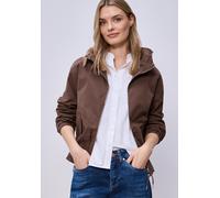 Kurzjacke STREET ONE, Damen, Gr. 44, braun (mahogany braun), Web, 66% Baumwolle, 34% Polyester, unifarben, comfort fit normal, ohne Ausschnitt, Bündchen, Jacken Kurzjacke, im soften Baumwoll-Mix (6392