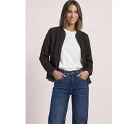Kurzjacke STREET ONE, Damen, Gr. 44, braun (schwarz coffee), Web, 74% Baumwolle, 24% Polyester, 2% Elasthan, unifarben, normal normal, Rundhals, abgesteppt, Jacken Kurzjacke, mit Struktur (11033767-44