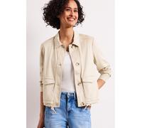 Kurzjacke STREET ONE, Damen, Gr. 44, clay sand, Stoff, 90% Polyester, 10% Elasthan, unifarben, comfort fit normal, V-Ausschnitt, Manschette, Jacken Kurzjacke, in Velours-Optik (40583401-44) clay sand