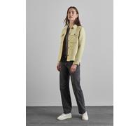 Kurzjacke STREET ONE, Damen, Gr. 44, gelb (mellow gelb), Stoff, Obermaterial: 100% Polyester; Futter: 100% Polyester, gemustert, normal normal, V-Ausschnitt, Bündchen, Jacken Kurzjacke, mit Brusttasch