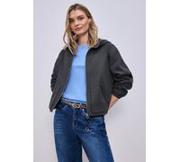 Kurzjacke STREET ONE, Damen, Gr. 44, grau (skyfall blau), Web, 66% Baumwolle, 34% Polyester, unifarben, comfort fit normal, ohne Ausschnitt, Bündchen, Jacken Kurzjacke, im soften Baumwoll-Mix (3932211