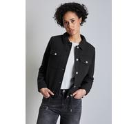 Kurzjacke STREET ONE, Damen, Gr. 44, schwarz, Stoff, 90% Polyester, 10% Viskose, unifarben, casual, gerade normal, V-Ausschnitt, Langarm Bündchen, Jacken, mit Tunnelzug am Saum (85815214-44) schwarz