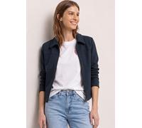 Kurzjacke STREET ONE, Damen, Gr. 44, shadowed navy, Stoff, 65% Viskose, 30% Nylon, 5% Elasthan, unifarben, normal normal, V-Ausschnitt, Bündchen, Jacken Kurzjacke, mit Zipper (82249269-44) shadowed na