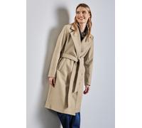 Kurzjacke STREET ONE, Damen, Gr. 46, beige (desert beige), Web, Obermaterial: 100% Polyester, unifarben, regular fit knielang, Jacken Kurzjacke, mit Gürtel zum Taillieren (63230211-46)