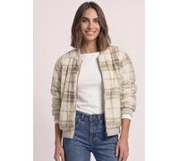 Kurzjacke STREET ONE, Damen, Gr. 46, beige (pure beige), Plüsch;Stoff, Oberstoff: 100% Polyester. Futter: 100% Polyester, Jacquardmuster, regular fit normal, Rundhals, Strickbündchen, Jacken Kurzjacke