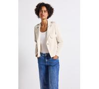 Kurzjacke STREET ONE, Damen, Gr. 46, beige (smooth sand beige), Stoff, Obermaterial: 77% Polyester, 19% Viskose, 4% Elasthan; Futter: 100% Polyester, unifarben, normal normal, V-Ausschnitt, abgesteppt