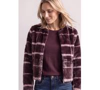 Kurzjacke STREET ONE, Damen, Gr. 46, lila (rustic rouge), Plüsch, Obermaterial: 100% Polyester. Futter: 100% Polyester, gemustert, kariert, hüftlang, Rundhals, Jacken Kurzjacke, mit Karomuster, Fake F