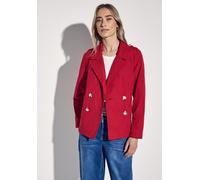 Kurzjacke STREET ONE, Damen, Gr. 46, rot (strong rot), Stoff, Obermaterial: 62% Polyester, 38% Baumwolle; Futter: 100% Polyester, unifarben, gerade normal, V-Ausschnitt, Bündchen, Jacken Kurzjacke, mi