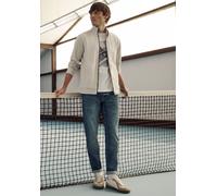 Kurzjacke STREET ONE MEN, Herren, Gr. M (40), sandweiß, Web, 65% Baumwolle, 34% Polyester, 1% Viskose, unifarben, normal normal, hoch geschlossener Ausschnitt, Bündchen, Jacken Kurzjacke, mit Stehkrag