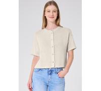Street One Studio Frauen Kurzarm Jacke im Strick-Look mit Rundhals in Beige, Gr: 36