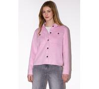 Kurzjacke STREET ONE STUDIO, Damen, Gr. 42, tulip pink, Stoff, 94% Polyester, 6% Elasthan, unifarben, normal normal, V-Ausschnitt, Bündchen, Jacken Kurzjacke, in Velours-Optik (42596962-42) tulip pink