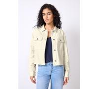 Kurzjacke STREET ONE STUDIO, Damen, Gr. 44, beige (velvet cream), Web, 100% Baumwolle, unifarben, regular fit normal, V-Ausschnitt, Manschette, Jacken Kurzjacke, mit Lochstickerei (97331560-44) velvet