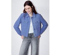 Kurzjacke STREET ONE STUDIO, Damen, Gr. 44, blau echo, Stoff, Obermaterial: 90% Polyester, 10% Elasthan; Futter: 100% Polyester, unifarben, normal normal, V-Ausschnitt, Bündchen, Jacken Kurzjacke, in 