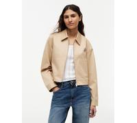 Kurzjacke TOMMY HILFIGER "CHINO DRESSING SHORT JACKET", Damen, Gr. 38, gentle gold, Web, Obermaterial: 97% Baumwolle, 3% Elasthan, unifarben, regular fit kurz, Rundhals, eingesetzt gerader Abschluss,