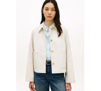 Kurzjacke TOMMY HILFIGER "COTTON SHORT JACKET", Damen, Gr. L (42/44), light silt, Web, Obermaterial: 100% Baumwolle, unifarben, gerade kurz, Jacken Kurzjacke, mit aufgesetzten Taschen, Relaxed Fit (12