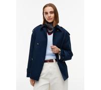 Kurzjacke TOMMY HILFIGER "COTTON SHORT TRENCH", Damen, Gr. XS (34), dunkelblau, Web, Obermaterial: 100% Baumwolle. Futter: 56% Polyester, 44% Viskose, unifarben, regular fit normal, Jacken Kurzjacke, 