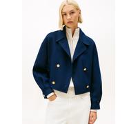 Kurzjacke TOMMY HILFIGER "DF WOOL GOLD BUTTON PEACOAT", Damen, Gr. 34, schwarz night navy, Web, Obermaterial: 60% Wolle, 40% Polyester, unifarben, regular fit, Jacken Kurzjacke, mit Wolle (84601500-34