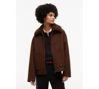 Kurzjacke TOMMY HILFIGER "DF WOOL ZIP THROUGH JACKET", Damen, Gr. M (40), legacy braun, Web, Obermaterial: 60% Wolle, 40% Polyester, unifarben, normal, Jacken Kurzjacke, Materialmix, mit Wolle (837107