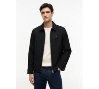 Kurzjacke TOMMY HILFIGER "LIGHT WEIGHT TWILL SHACKET", Herren, Gr. L, schwarz, Twill, Obermaterial: 100% Polyester. Futter: 100% Polyester, normal, Manschette, Jacken Kurzjacke, Twill Struktur Übergan