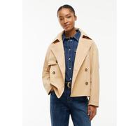 Kurzjacke TOMMY JEANS "TJW SHORT TRENCH JACKET", Damen, Gr. XS (34), beige (sunday pastry), Web, Obermaterial: 85% Polyester, 15% Nylon. Futter: 100% Polyester, unifarben, kurz, gerader Abschluss, Jac