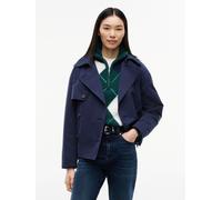 Kurzjacke TOMMY JEANS "TJW SHORT TRENCH JACKET", Damen, Gr. XS (34), blau (dunkelblau), Web, Obermaterial: 85% Polyester, 15% Nylon. Futter: 100% Polyester, unifarben, kurz, gerader Abschluss, Jacken 