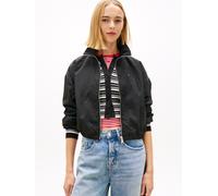 Kurzjacke TOMMY JEANS "TJW TIE SIDE HIGH NECK JACKET", Damen, Gr. L (40), schwarz, Web, Obermaterial: 100% Nylon, unifarben, relaxed fit hüftlang, hoch geschlossener Ausschnitt, elastischer Bund, Jack