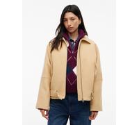Kurzjacke TOMMY JEANS "TJW ZIP THRU WOOL JACKET", Damen, Gr. L (42/44), beige (sunday pastry), Web, Obermaterial: 50% Wolle, 50% Polyester. Futter: 100% Polyester, unifarben, normal, gerader Abschluss
