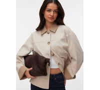 Kurzjacke VERO MODA "VMCHELSEAPOPPY SHORT JACKET NOOS", Damen, Gr. M, beige (oatmeal), Web, Obermaterial: 100% Polyester, unifarben, normal, Jacken Kurzjacke, Kunstfaser (37503357-M) oatmeal