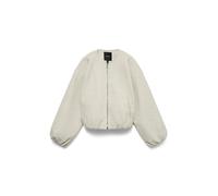 Kurzjacke VERO MODA "VMCHLOE LS BOMBER JACKET NOOS", Damen, Gr. L, beige (moonbeam detail:melange), Web, Obermaterial: 90% Polyester, 10% Viskose, meliert, normal, Rundhals, elastischer Bund, Jacken K