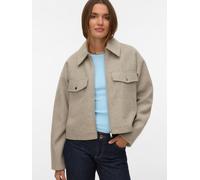 Kurzjacke VERO MODA "VMFORTUNEFREJ SHORT JACKET GA BOO", Damen, Gr. S, silber mink detail:melange, Web, Obermaterial: 100% Polyester, meliert, hüftlang, Jacken Kurzjacke (88403338-S) silber mink detai
