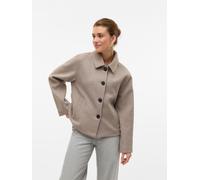Kurzjacke VERO MODA "VMFORTUNEMIE SHORT JACKET GA NOOS", Damen, Gr. L, grau (moon rock), Web, Obermaterial: 100% Polyester, meliert, unifarben, regular fit hüftlang, Jacken Kurzjacke (55479408-L)
