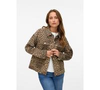 Kurzjacke VERO MODA "VMTESSA LS OVERSIZE DNM AOP JACKET NOOS", Damen, Gr. M, silber mink aop:leopard, Web, Obermaterial: 97% Baumwolle, 3% Elasthan, bedruckt, normal, Jacken Kurzjacke, mit Animal-Prin