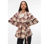 Kurzjacke VERO MODA "VMVERA SHIRLEY CHECK JACKET BOO", Damen, Gr. M, oatmeal checks:winetasting, Web, Obermaterial: 100% Polyester, unifarben, regular fit, V-Ausschnitt, Jacken Kurzjacke (94258243-M) 