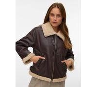 Kurzjacke VERO MODA "VMVIRGINIA SHORT JACKET BOO", Damen, Gr. XS, chocolate torte detail:oatmeal, Web, Obermaterial: 100% Polyester, unifarben mit Farbeinsatz, regular fit, Jacken Kurzjacke, farblich