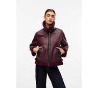Kurzjacke VERO MODA "VMVIRGINIA SHORT JACKET BOO", Damen, Gr. XS, winetasting, Web, Obermaterial: 100% Polyester, unifarben, unifarben mit Farbeinsatz, regular fit, Jacken Kurzjacke, farblich abgesetz