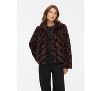 Kurzjacke VILA "VIDORTE NEW L/S JACKET/PB", Damen, Gr. 38, braun (coffee bean), Plüsch, Obermaterial: 100% Polyester, unifarben, hüftlang, gerader Abschluss, Jacken Kurzjacke, Aus Kunstfell mit Knopfl