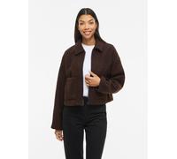 Kurzjacke VILA "VIJADAS ZIPPER JACKET - NOOS", Damen, Gr. 40, braun (coffee bean), Web, Obermaterial: 100% Polyester, unifarben, kurz, Jacken Kurzjacke, Kunstfaser (58514959-40) coffee bean