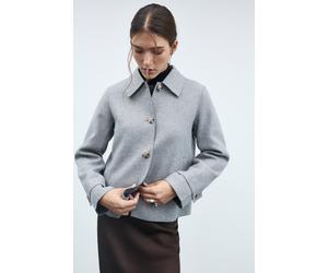 Kurzjacke VILA "VIJUICE L/S SHORT JACKET - NOOS", Damen, Gr. 36, light grau melange, Web, Obermaterial: 80% Polyester, 10% Polyacryl, 10% Viskose, unifarben, regular fit kurz, Jacken Kurzjacke (436503